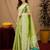 Parrot green art silk blend banarasi jacuard work pethani saree with unstitched blouse piece