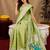 Parrot green art silk blend banarasi jacuard work pethani saree with unstitched blouse piece