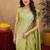 Parrot green art silk blend banarasi jacuard work pethani saree with unstitched blouse piece
