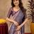 Blue rama art silk blend jacquard motif work saree with unstitched blouse piece