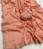 Gajari zharkan stone work chinon saree with blouse