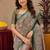 Green gajri art silk blend jacquard motif work saree with unstitched blouse piece