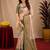 Green gold art silk blend jacquard motif work saree with unstitched blouse piece