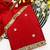Red mirror & embroidery work chinon saree with blouse