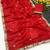 Red mirror & embroidery work chinon saree with blouse
