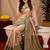 Green gold art silk blend jacquard motif work saree with unstitched blouse piece