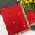 Red mirror & embroidery work chinon saree with blouse