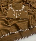 Mustard zharkan stone work chiffon saree with blouse