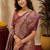 Wine beige art silk blend jacquard motif work saree with unstitched blouse piece