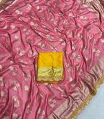 Gajari hand dying & embroidery lace dola silk blend saree with blouse