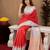 Grey red art silk blend jacquard motif work saree with unstitched blouse piece