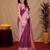 Purple wine art silk blend jacquard motif work saree with unstitched blouse piece