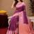 Purple wine art silk blend jacquard motif work saree with unstitched blouse piece