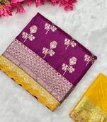 Wine hand dying & embroidery lace dola silk blend saree with blouse