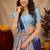 Rama blue art silk blend jacquard motif work saree with unstitched blouse piece