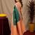 Rust green art silk blend jacquard motif work saree with unstitched blouse piece