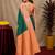 Rust green art silk blend jacquard motif work saree with unstitched blouse piece