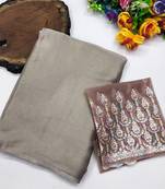 Chikoo multicolor sequece embroidery work moss chiffon saree with blouse