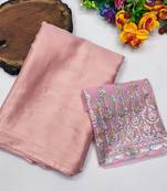 Gajari multicolor sequece embroidery work moss chiffon saree with blouse