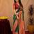 Sea green art silk blend banarasi jacquard motif work saree with unstitched blouse piece