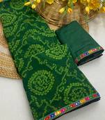 Green mill print & embroidery lace georgette saree with blouse