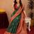 Sea green art silk blend banarasi jacquard motif work saree with unstitched blouse piece