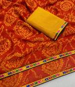 Orange fanta mill print & embroidery lace georgette saree with blouse