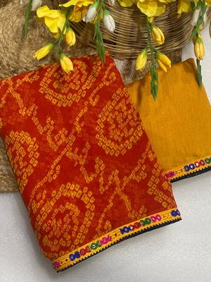 Orange fanta mill print & embroidery lace georgette saree with blouse 2