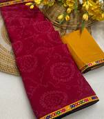 Pink mill print & embroidery lace georgette saree with blouse