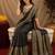 Black art silk blend banarasi jacquard motif work saree with unstitched blouse piece
