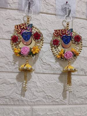 handmade shubh labh shri nath ji door hanging for home entrance decoration (pack of 2) 1
