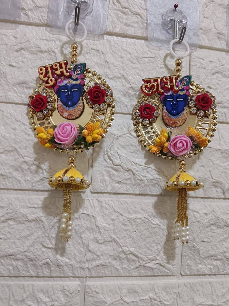 handmade shubh labh shri nath ji door hanging for home entrance decoration (pack of 2)