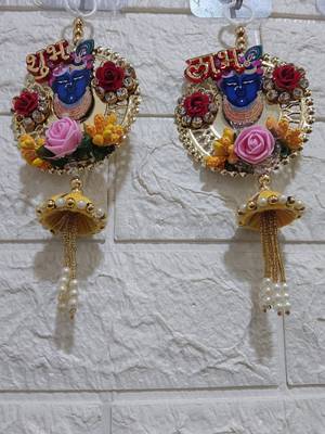 handmade shubh labh shri nath ji door hanging for home entrance decoration (pack of 2) 2