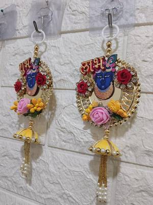 handmade shubh labh shri nath ji door hanging for home entrance decoration (pack of 2) 3