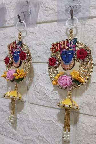 handmade shubh labh shri nath ji door hanging for home entrance decoration (pack of 2)