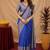 Royal blue art silk blend banarasi jacquard motif work saree with unstitched blouse piece