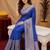 Royal blue art silk blend banarasi jacquard motif work saree with unstitched blouse piece