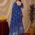 Blue linen jacuard animal motif work saree with unstitched blouse piece