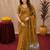Mustard linen jacuard animal motif work saree with unstitched blouse piece