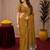 Mustard linen jacuard animal motif work saree with unstitched blouse piece