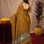 Mustard linen jacuard animal motif work saree with unstitched blouse piece