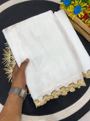 White multicolor sequece embroidery work jimmy choo saree with blouse 2