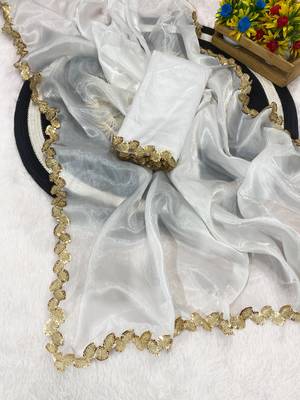 White multicolor sequece embroidery work jimmy choo saree with blouse 3