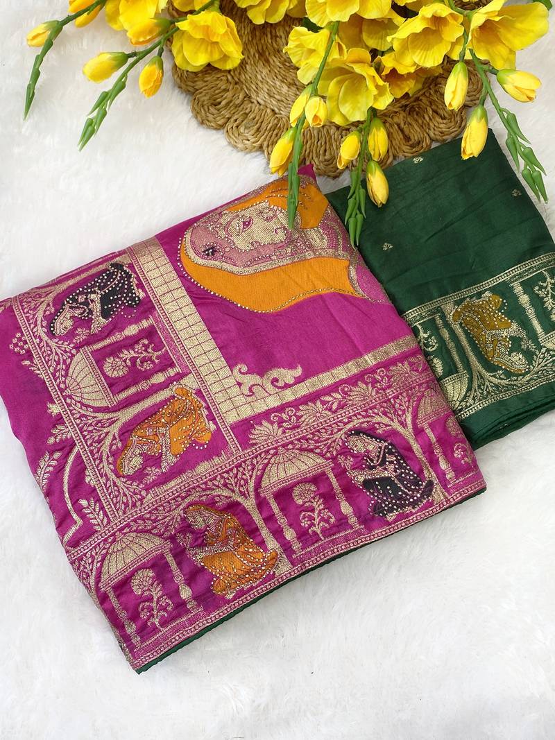 Pink tapela dying dola silk blend saree with blouse