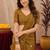Mustard linen jacuard animal motif work saree with unstitched blouse piece