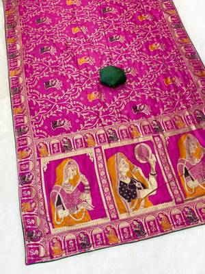 Pink tapela dying dola silk blend saree with blouse 2