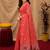 Peach linen jacuard animal motif work saree with unstitched blouse piece