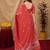 Peach linen jacuard animal motif work saree with unstitched blouse piece