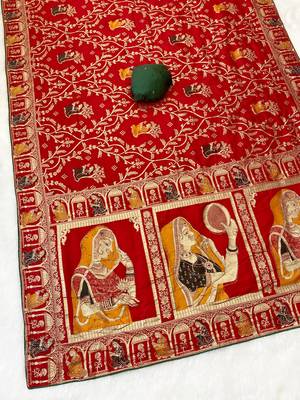 Red tapela dying dola silk blend saree with blouse 2