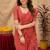 Peach linen jacuard animal motif work saree with unstitched blouse piece